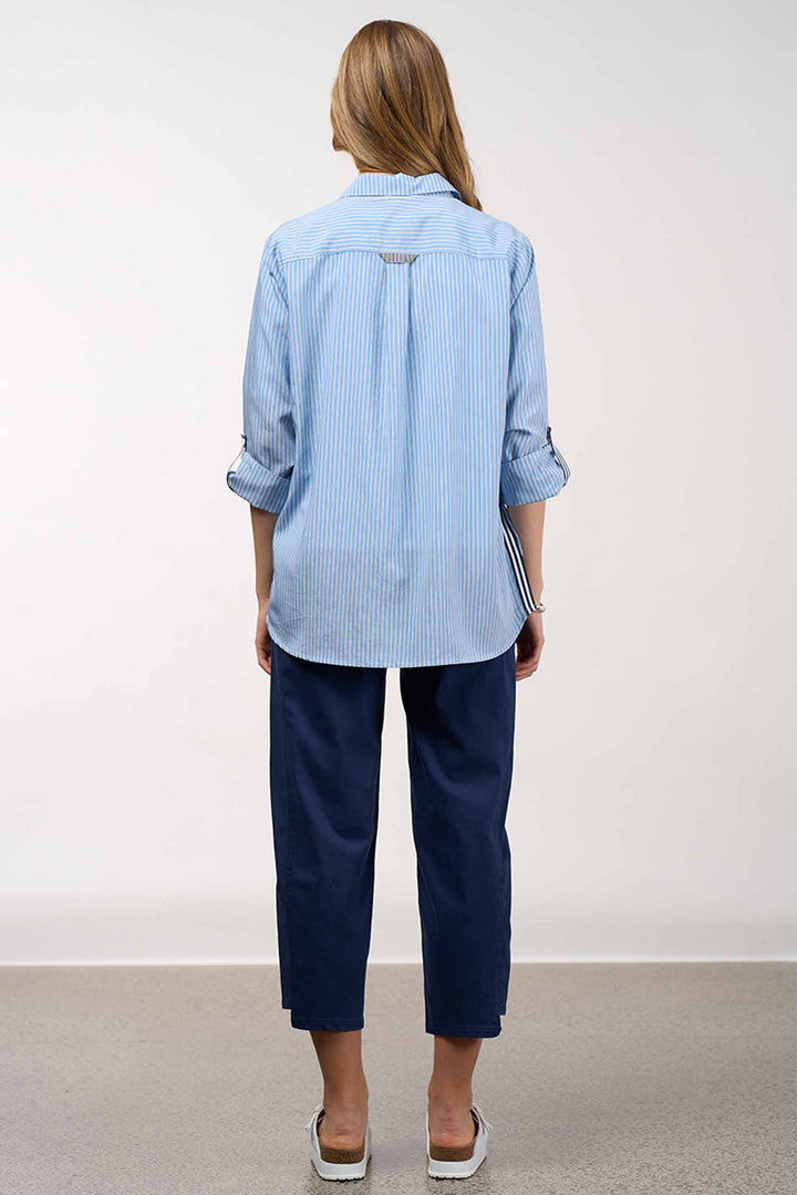 Mixed Media Shirt in Chambray Stripe