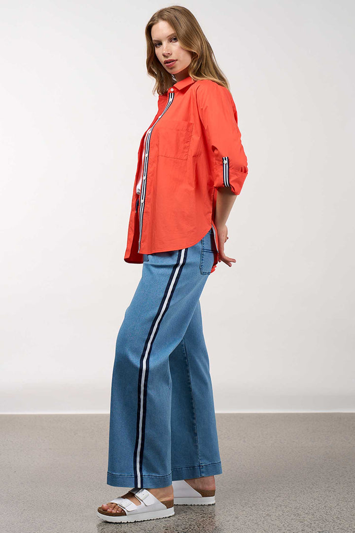 Mixed Media Shirt in Tangerine