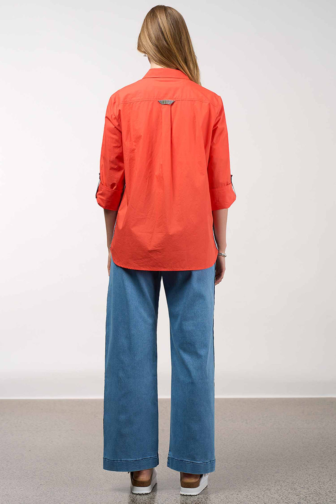 Mixed Media Shirt in Tangerine