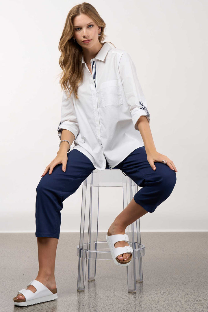Mixed Media Shirt in White