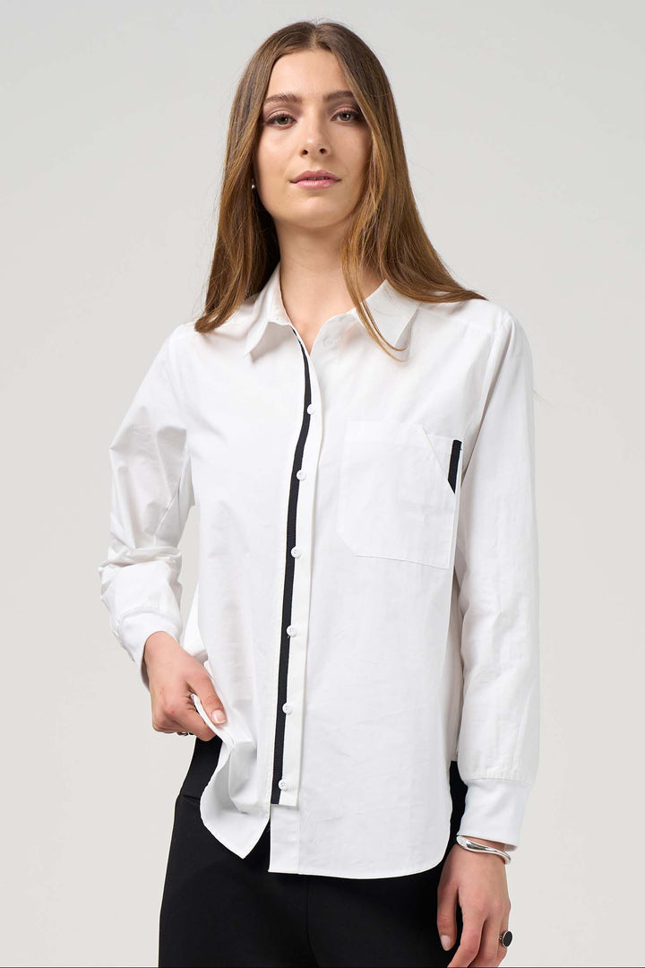 Mixed Media Shirt in White
