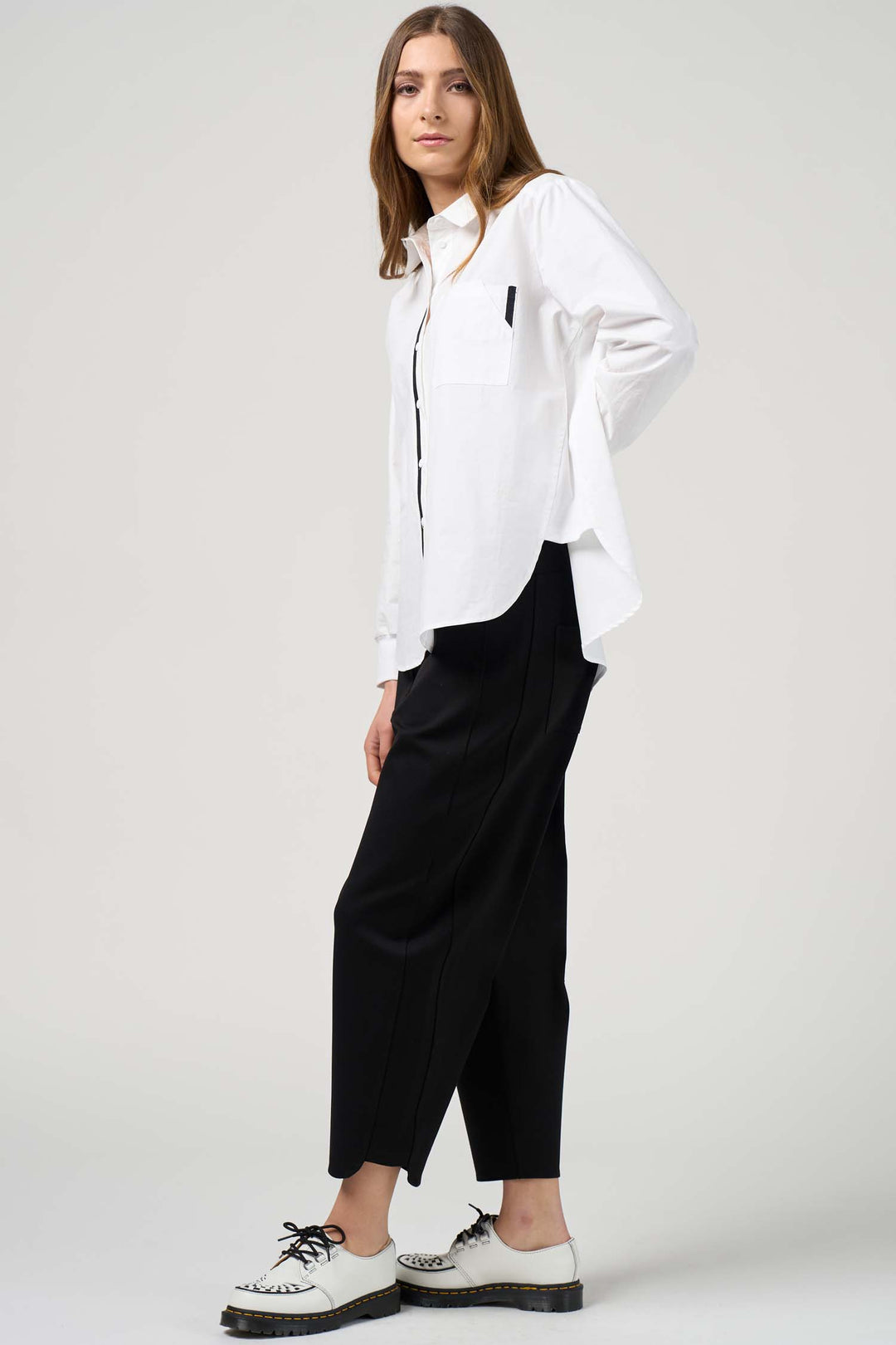 Mixed Media Shirt in White