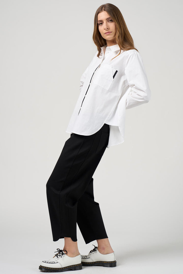 Mixed Media Shirt in White