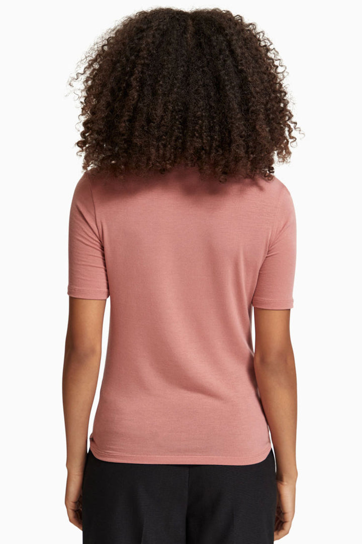 Mock Neck SS T-shirt in Weathered Pink | FINAL SALE
