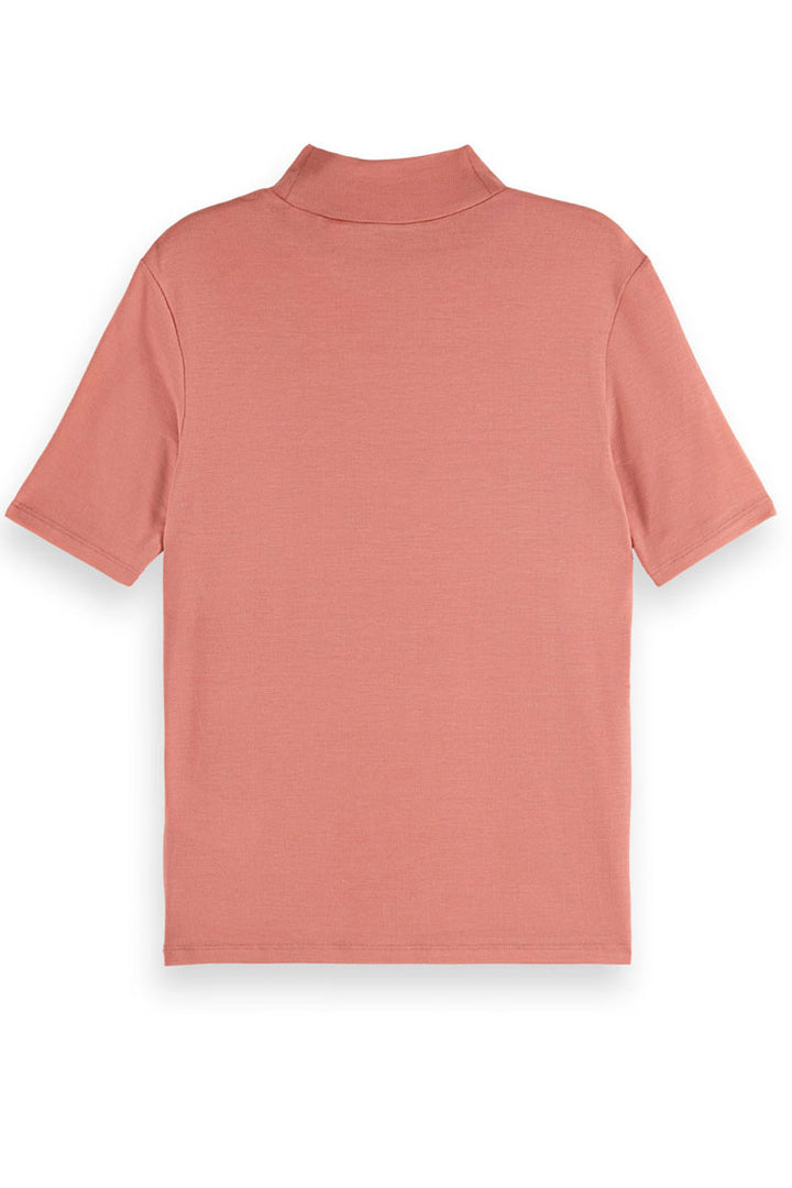 Mock Neck SS T-shirt in Weathered Pink | FINAL SALE