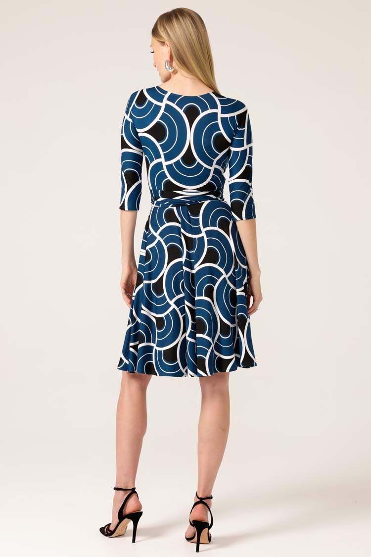 Mockingbird Reverse Wrap Dress in Ocean Geo