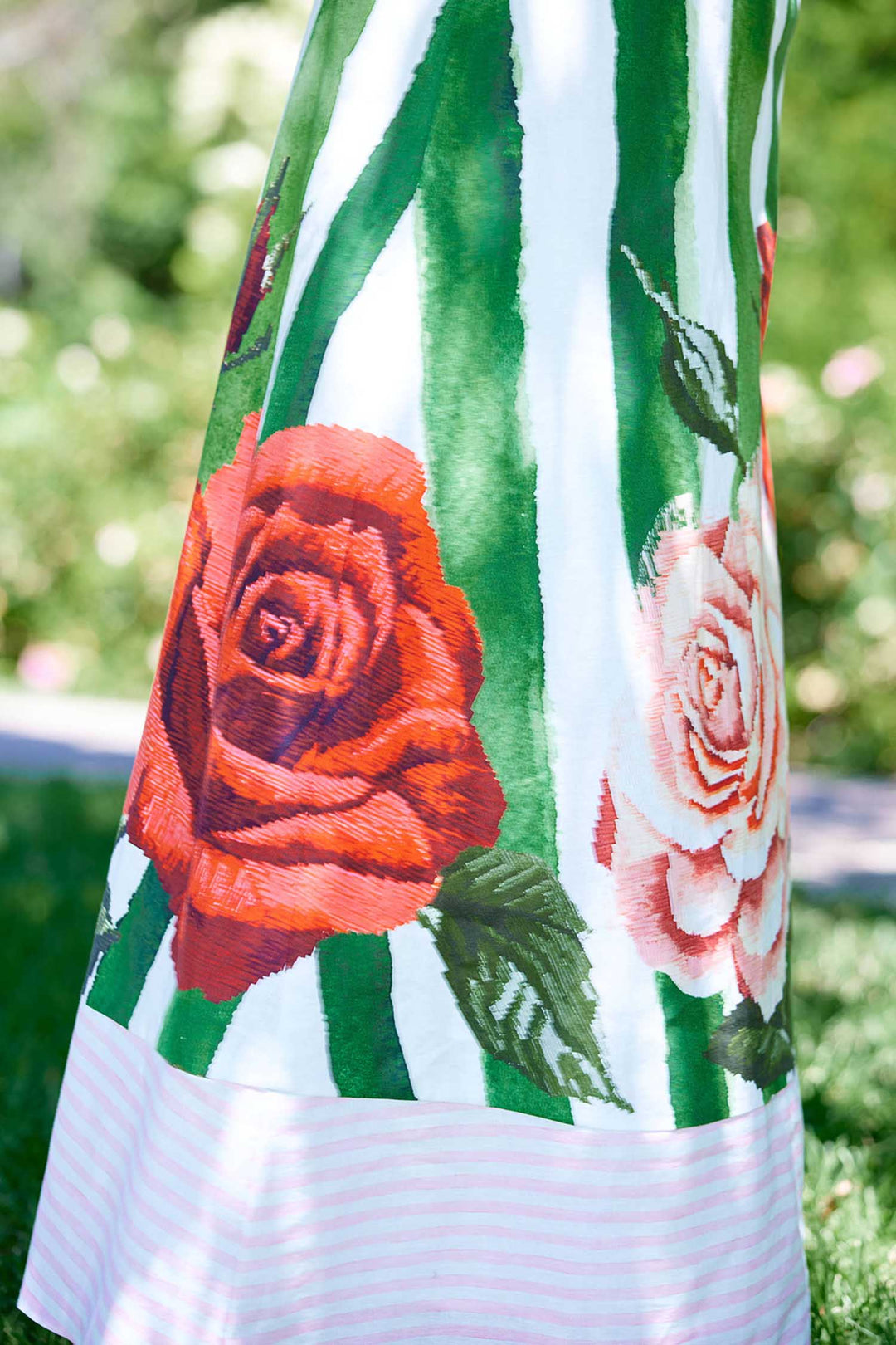 Molly Maxi Dress in Leaf Rose Stripe