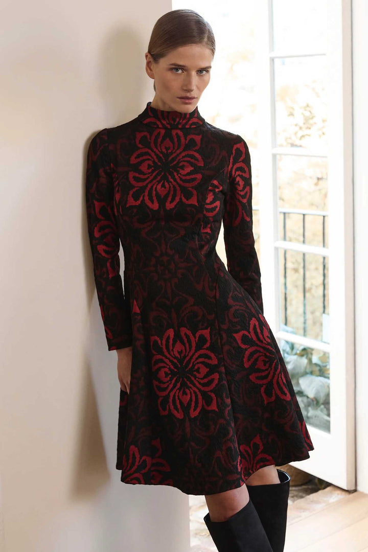 Monica A-Line Dress in Red Black