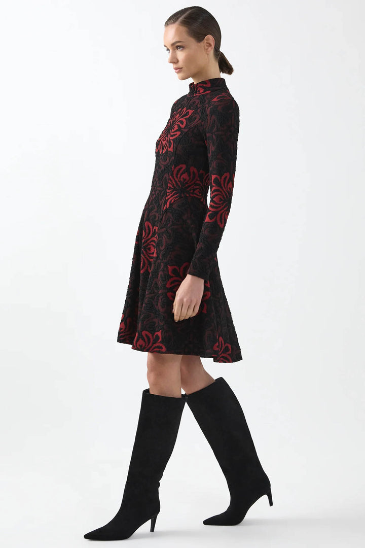Monica A-Line Dress in Red Black