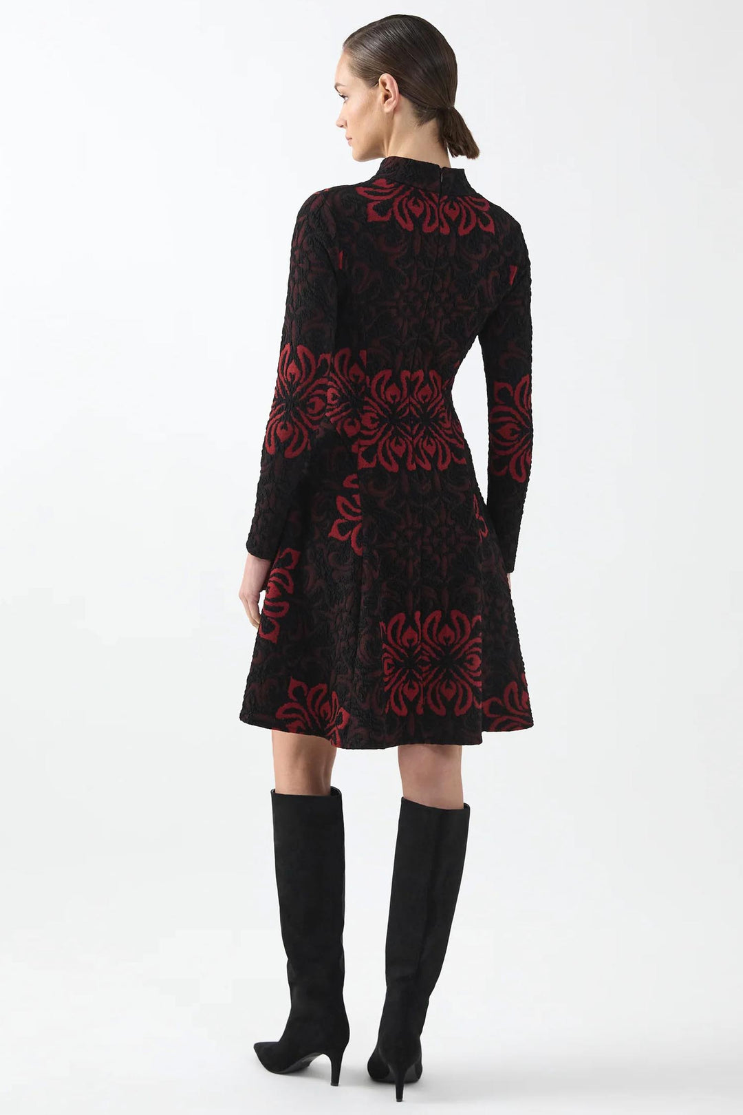 Monica A-Line Dress in Red Black