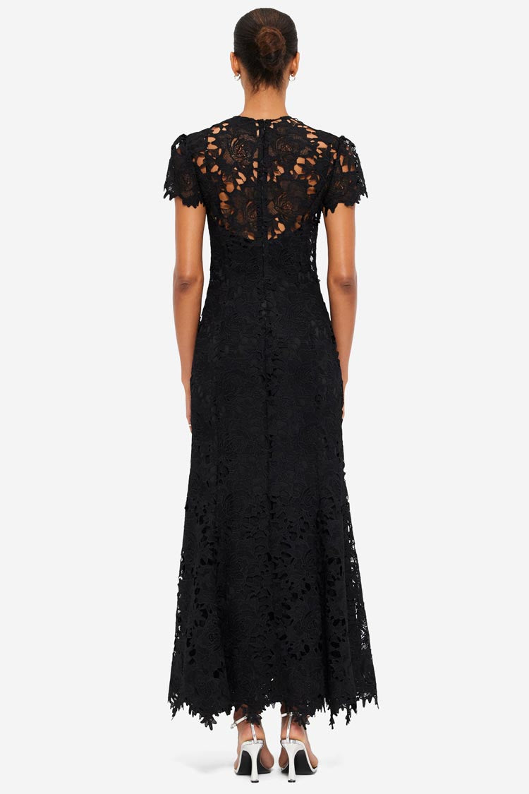 Monique Embroidered Lace Maxi Dress - Ebony