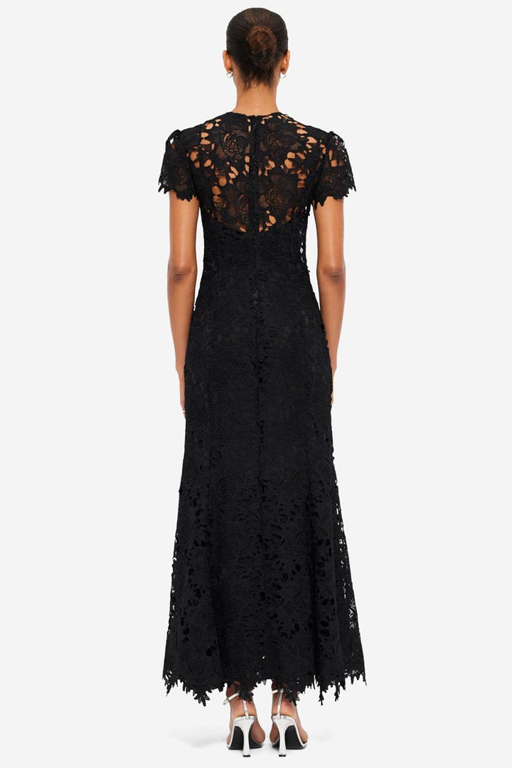 Monique Embroidered Lace Maxi Dress - Ebony
