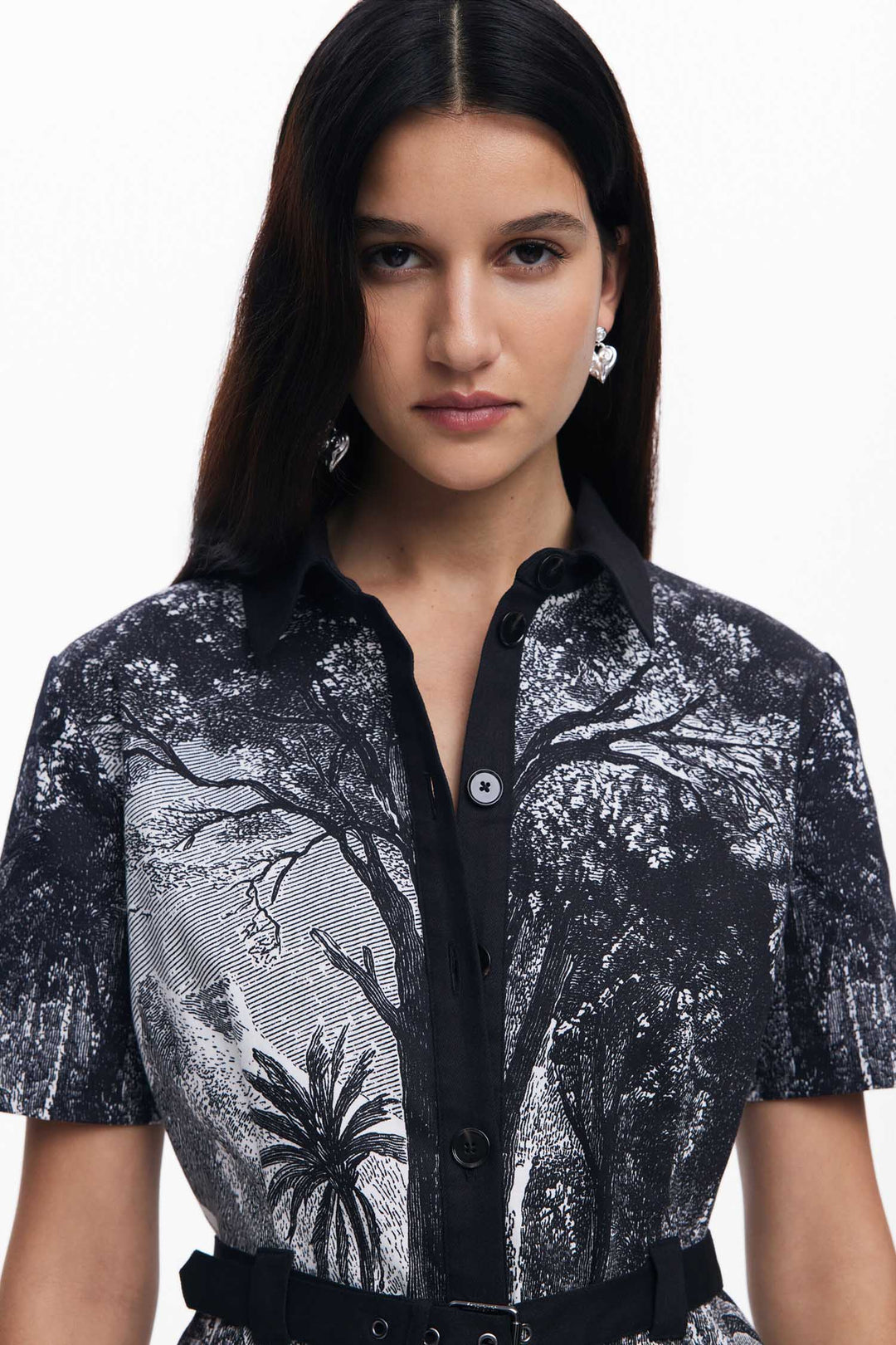 Monochrome Lithograph Print Mini Dress