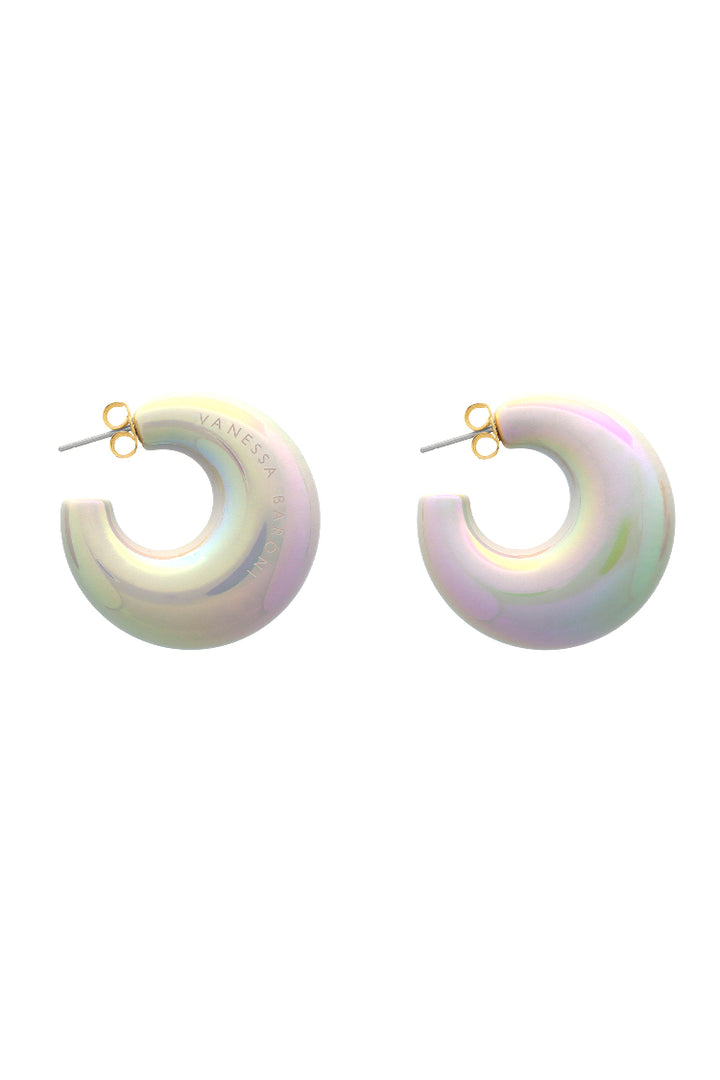 Moon Earring in Iridescent Solid