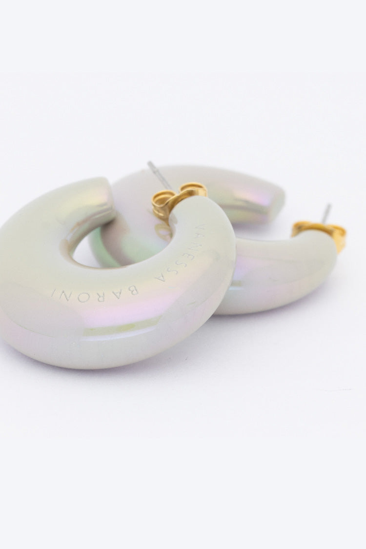Moon Earring in Iridescent Solid