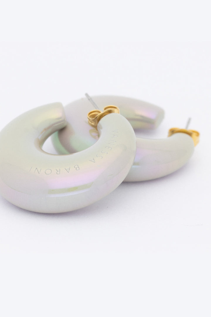 Moon Earring in Iridescent Solid