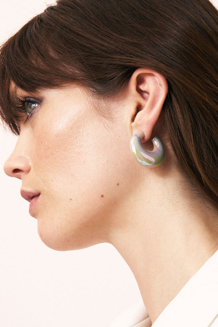 Moon Earring in Iridescent Solid