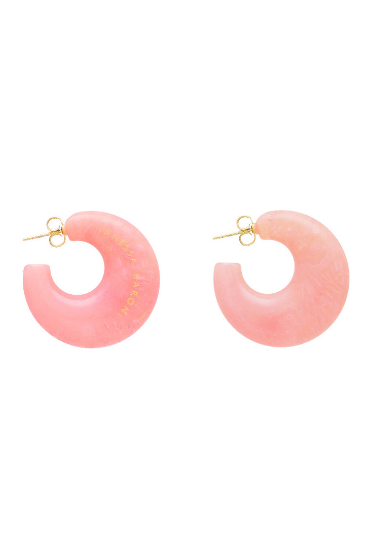 Moon Earring in Neon Pink Marble