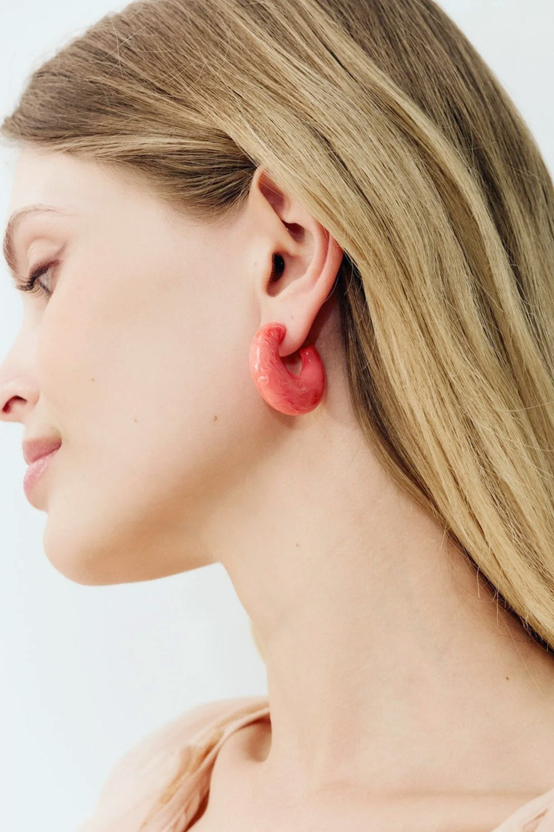 Moon Earring in Strawberry Icecream