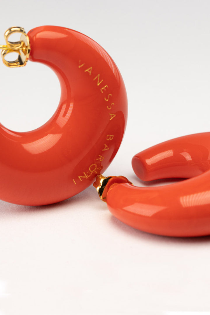 Moon Earring in Coral