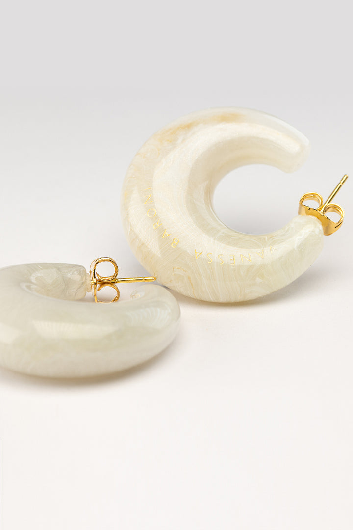 Moon Earring in White Marble