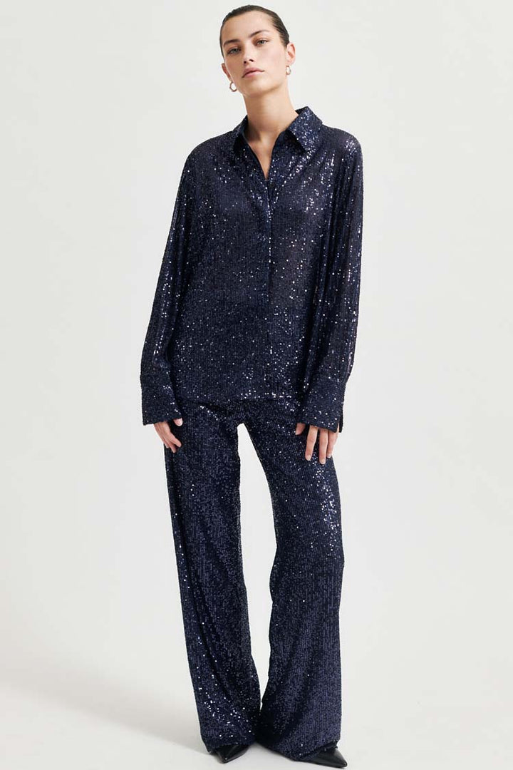 Moonshine Sequin Trouser in Night Sky