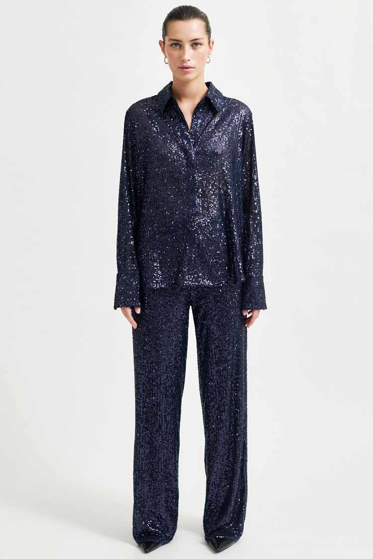 Moonshine Sequin Trouser in Night Sky