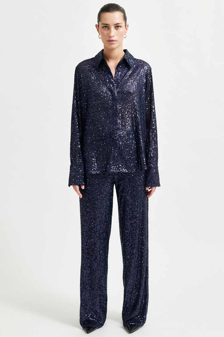 Moonshine Sequin Trouser in Night Sky