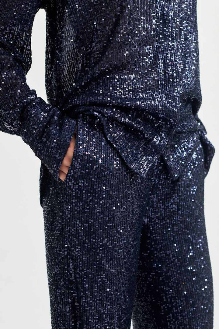 Moonshine Sequin Trouser in Night Sky
