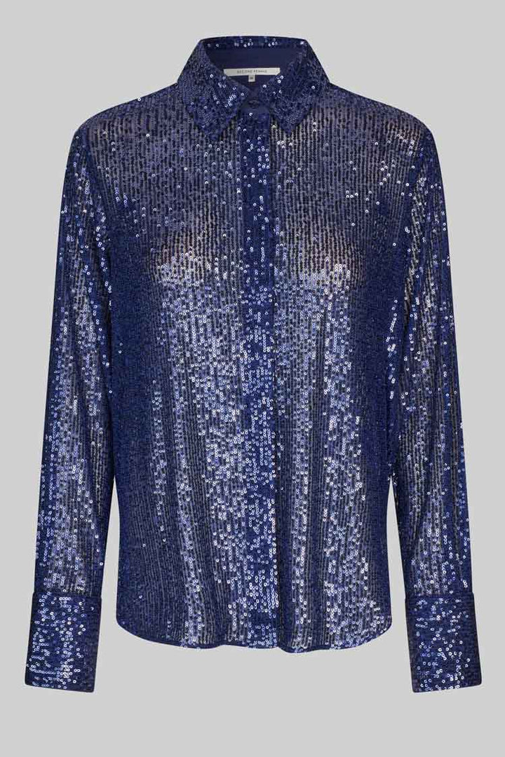 Moonshine Slim Fit Sequin Shirt in Night Sky
