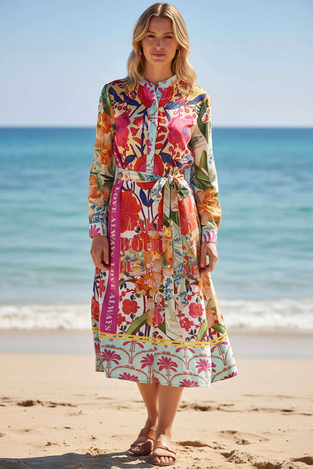 Mosaic Flowers Midi Dress