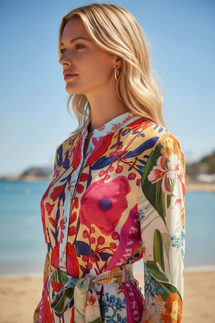 Mosaic Flowers Midi Dress