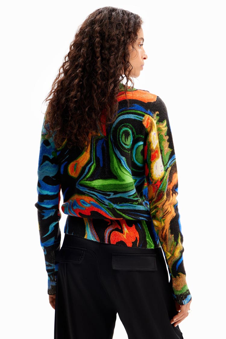 Multicolour Marbled Printed Pullover