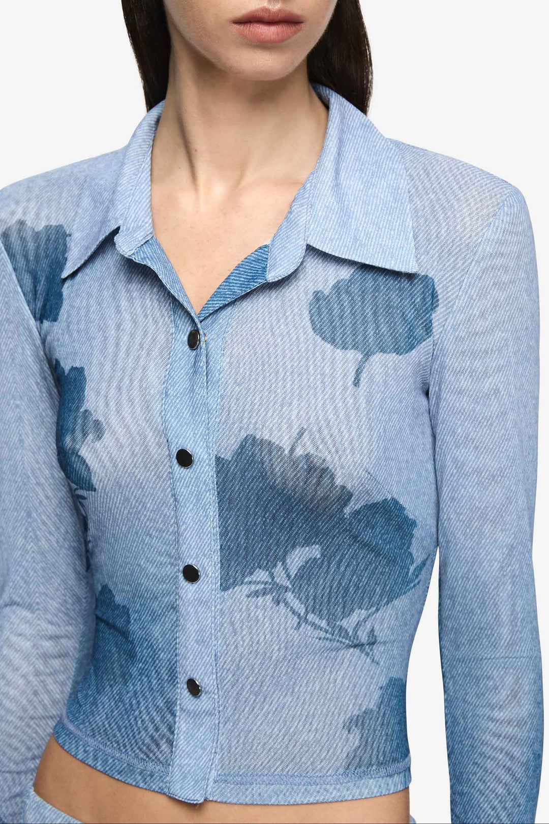 Musa L/S Top in Denim Floral