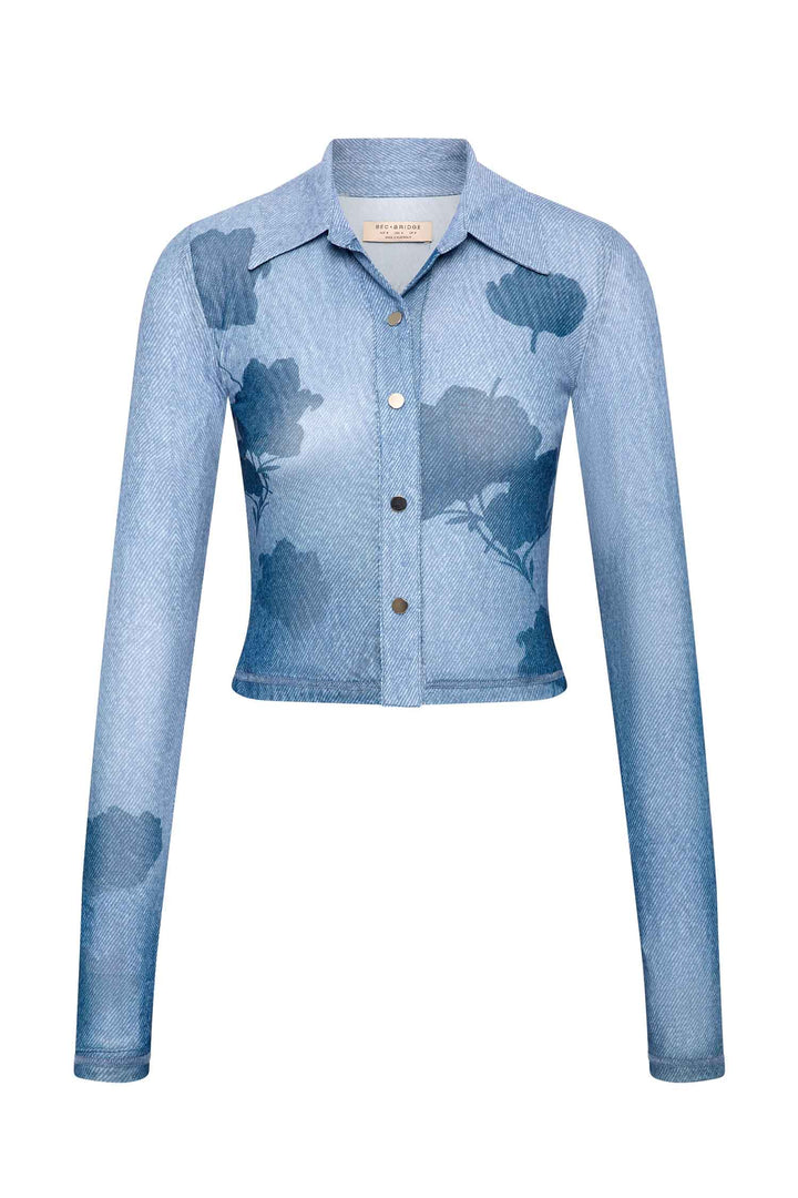 Musa L/S Top in Denim Floral