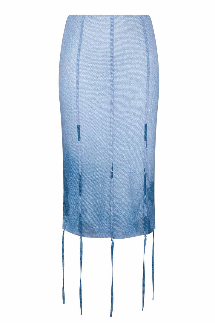 Musa Midi Skirt in Denim Floral