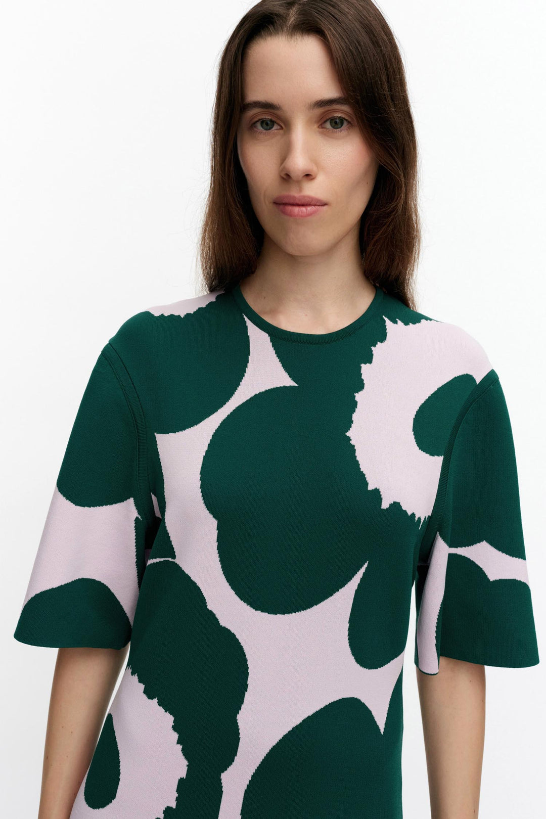 Muunnos Unikko Knitted Dress in Green/Pink