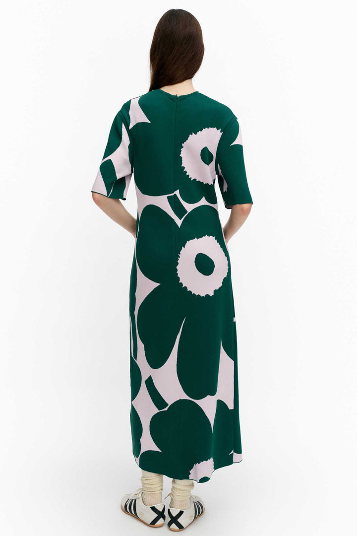 Muunnos Unikko Knitted Dress in Green/Pink