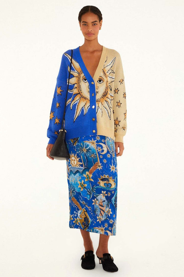 Mystical Sun Knit Cardigan in Mystical Blue