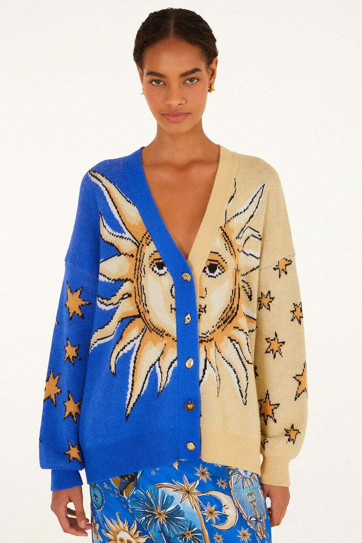 Mystical Sun Knit Cardigan in Mystical Blue