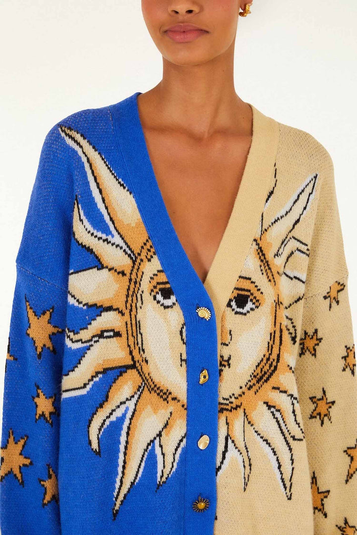 Mystical Sun Knit Cardigan in Mystical Blue