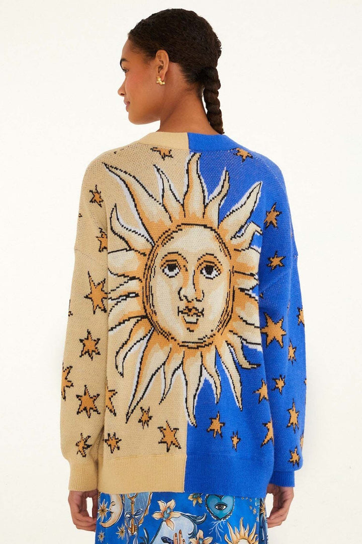 Mystical Sun Knit Cardigan in Mystical Blue