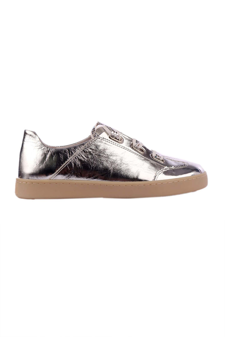 Naltar Smooth Leather Sneakers in Silver Shine