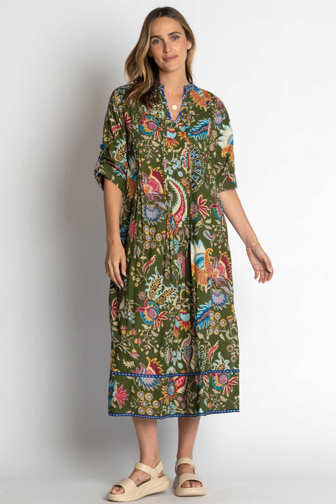 Nandita Midi Dress in Olive