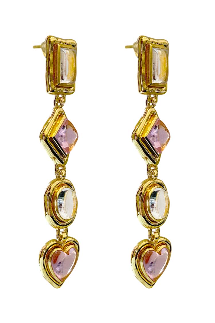 Naomi Pink Crystal Quartz Earrings