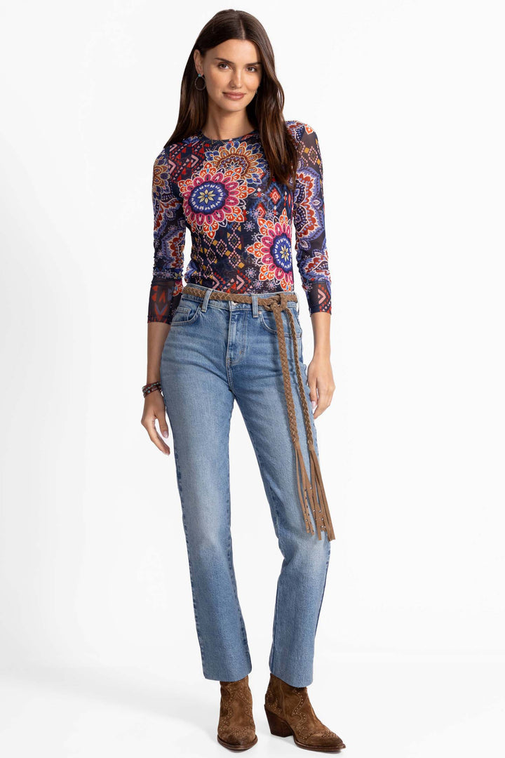 Natalie Long Sleeve Mesh Tee in Padma