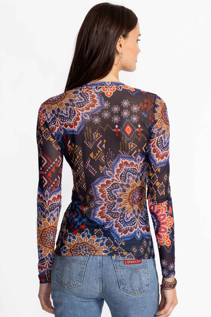 Natalie Long Sleeve Mesh Tee in Padma