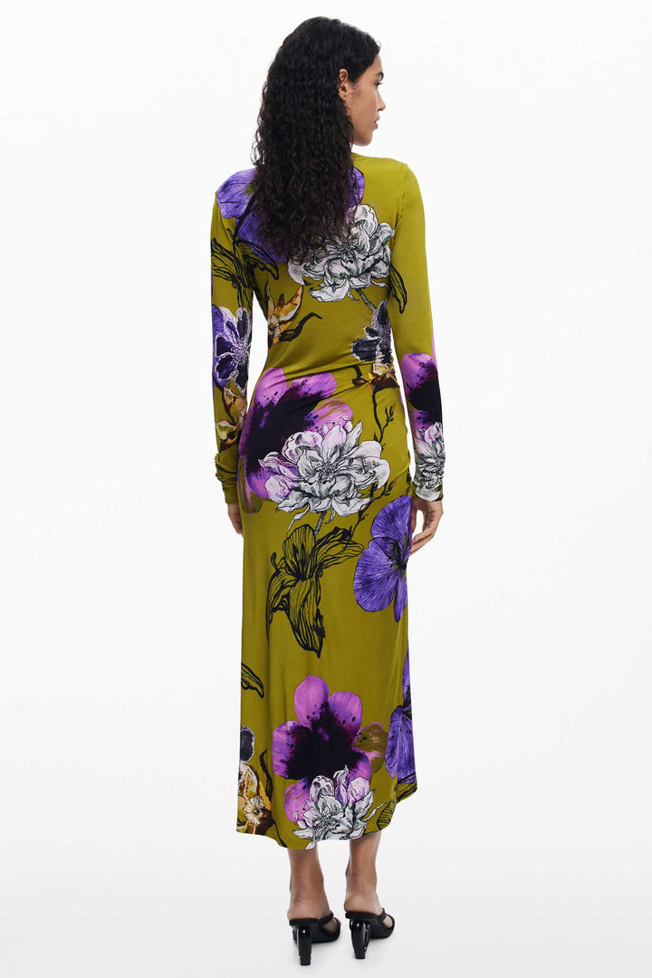 Neckline Lacroix Dress in Verde Aceituna