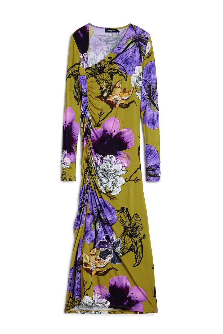 Neckline Lacroix Dress in Verde Aceituna