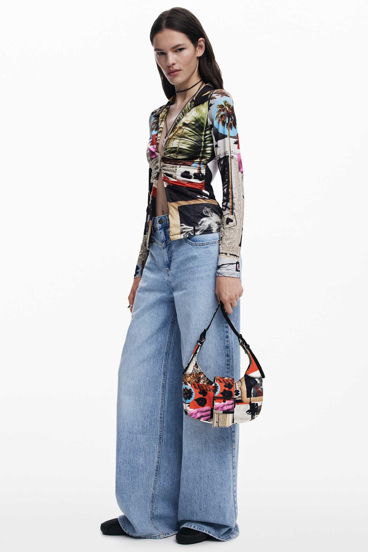 Newspaper Collage Print Bag